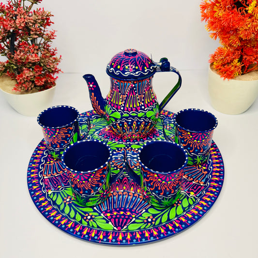 Pakistani Truck Art Inspired Fine Art Tea Set – Hand Painted 4 Cup-003