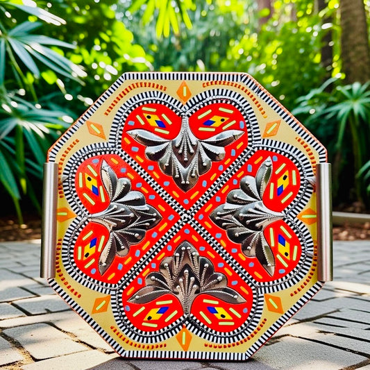 Chamakpatti Handle Serving Tray Octagon-001-002