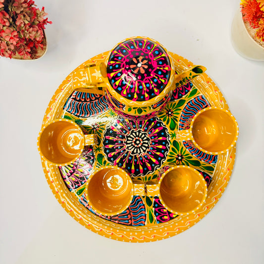 Pakistani Truck Art Inspired Fine Art Tea Set – Hand Painted 4 Cup-001