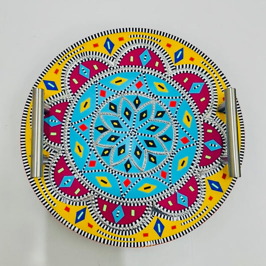 Chamakpatti Handle Serving Tray Round-001-005