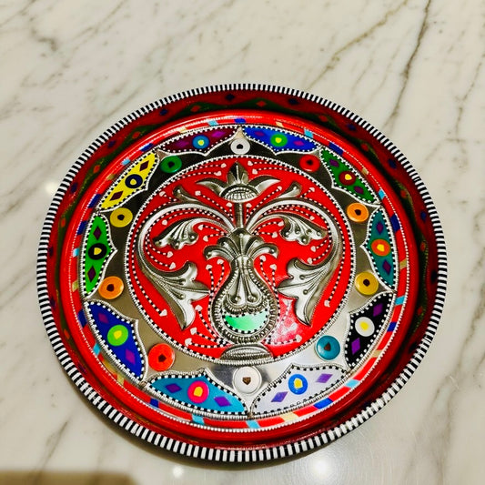 Multicolor Round Medium Tray (Chamakpatti) D02-00
