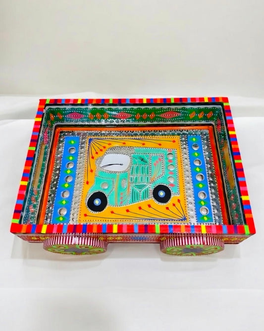Rickshaw Design Tray on Weels Handmade-Chamakpatti 001-005