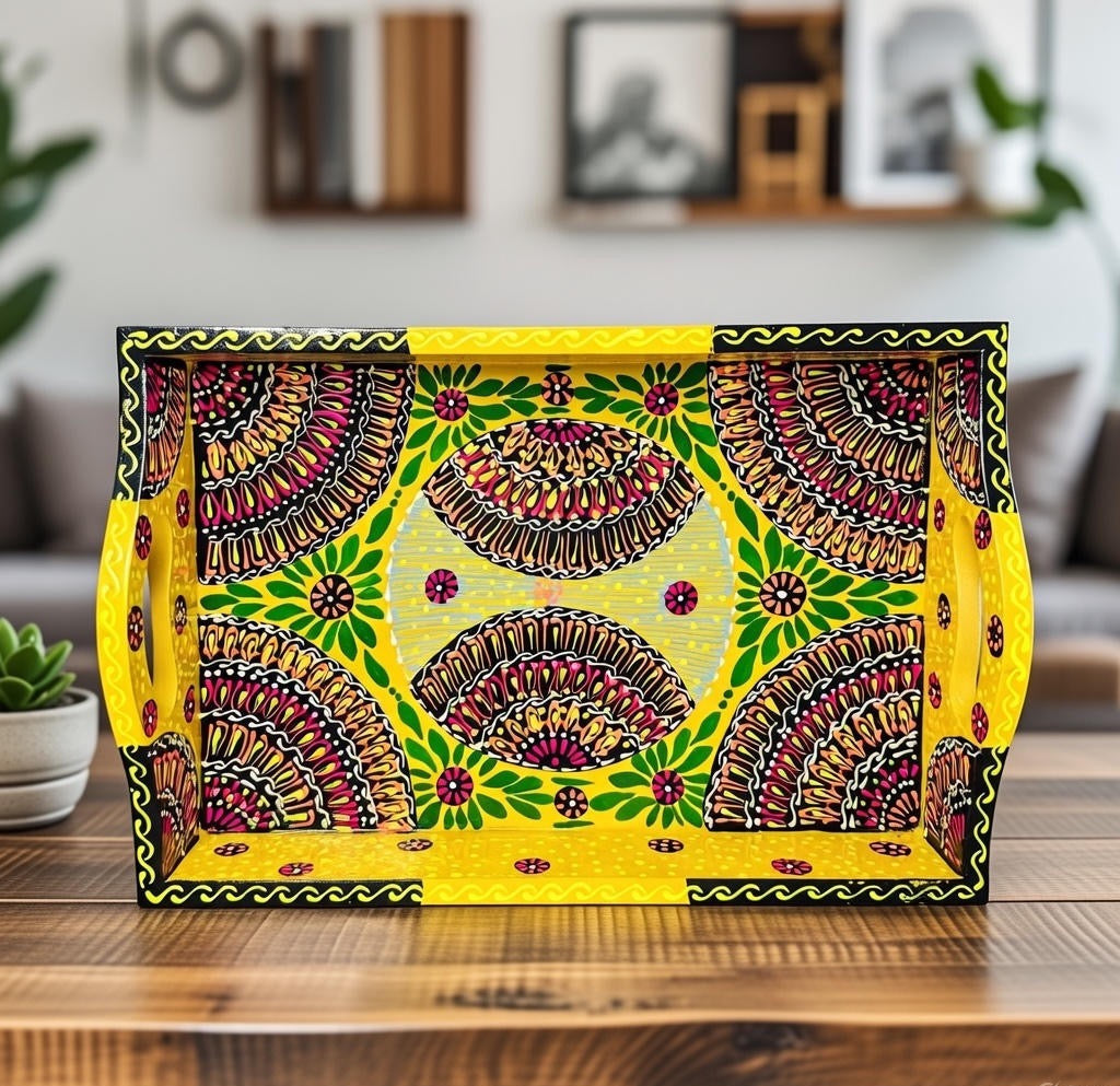 Fine Art Hand-Painted Serving Tray Square-D02-001