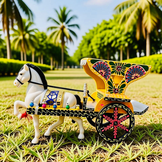 Miniature Hand-Painted Horse and Carriage (Tanga) 001.