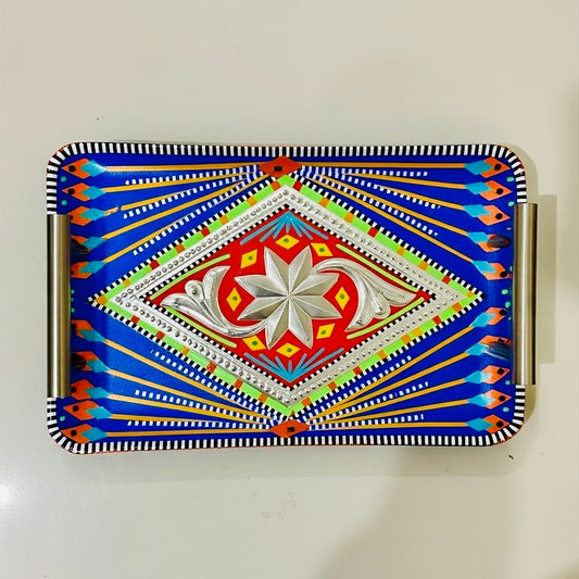 Handmade Chamak Patti Serving Handle Tray Square-D02-003