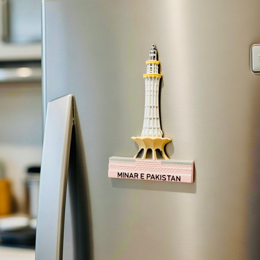 White Minar E Pakistan Fridge Magnet Handmade Truck Art