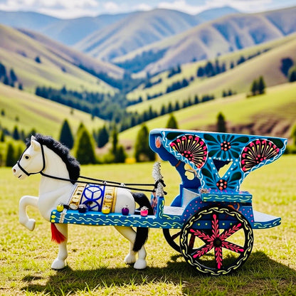 Miniature Hand-Painted Horse and Carriage (Tanga) 005.