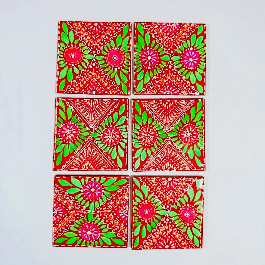 Fine Art Tea Coasters Hand painted & Hand made 002
