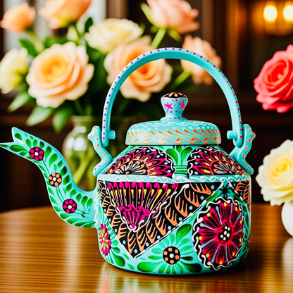 Fine Art Hand-Painted Kettle – A Masterpiece of Traditional Craft L-007