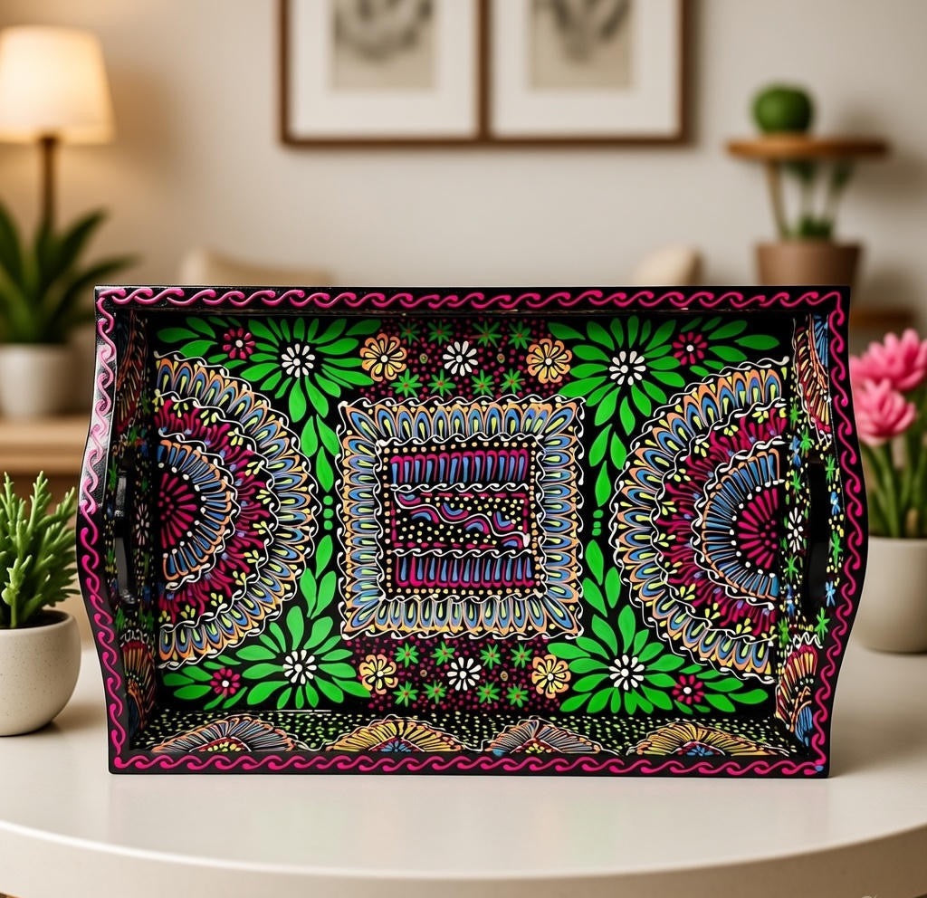 Fine Art Hand-Painted Serving Tray Square-006