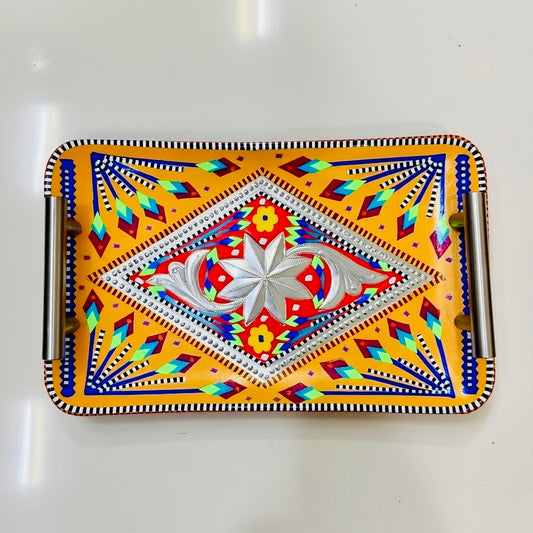 Handmade Chamak Patti Serving Handle Tray Square-D01-001