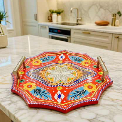 Star Serving Handle Tray Truck Art Wooden–Premium Kitchen & Home Décor.