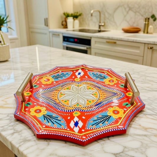 Star Serving Handle Tray Truck Art Wooden–Premium Kitchen & Home Décor.