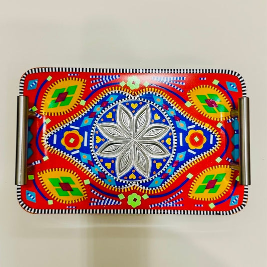 Handmade Chamak Patti Serving Handle Tray Square-002