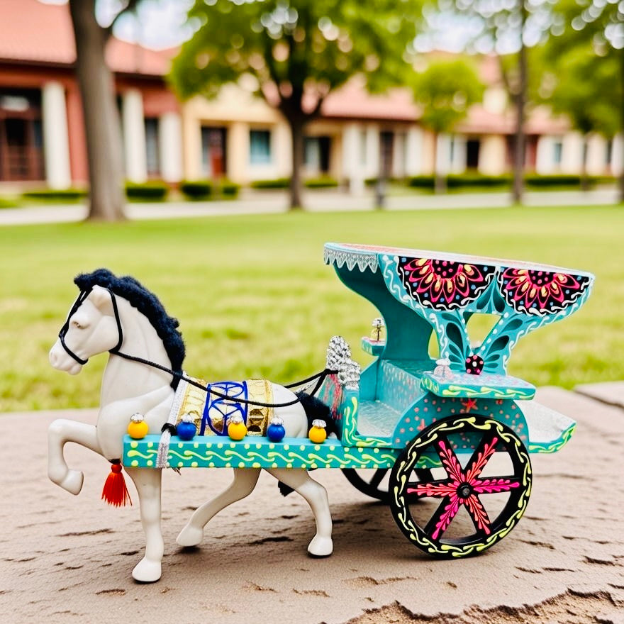 Miniature Hand-Painted Horse and Carriage (Tanga) 007.