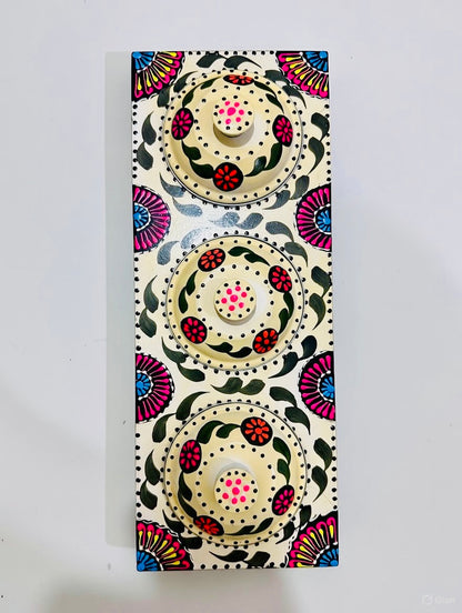 Three Partition Tray Fine Art Handmade 009