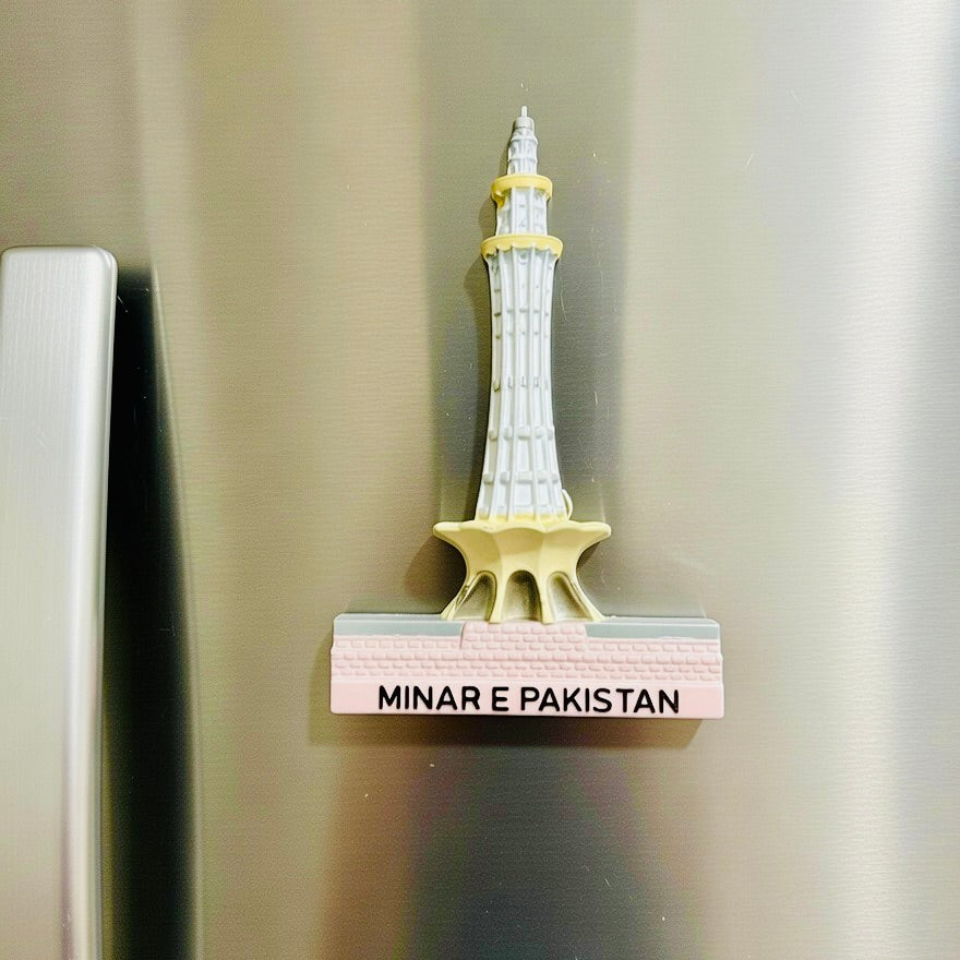 White Minar E Pakistan Fridge Magnet Handmade Truck Art