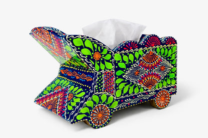 Fine Art Decorative Tissue Box Holder – Handcrafted Wooden Truck 003