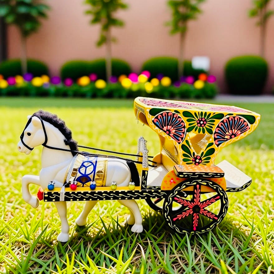 Miniature Hand-Painted Horse and Carriage (Tanga) 001.