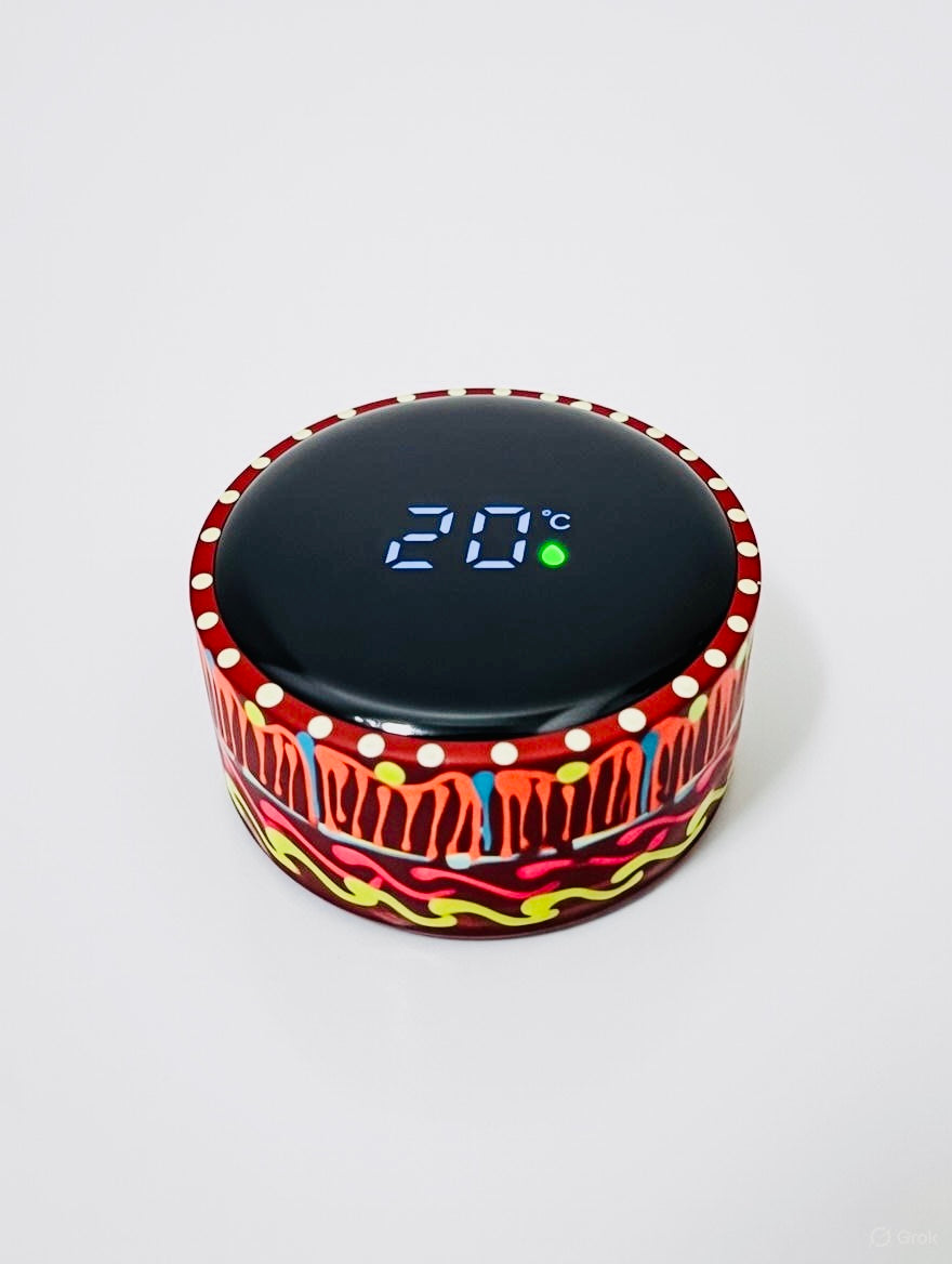 Hand-painted Water Bottle with Digital Temperature Display 002