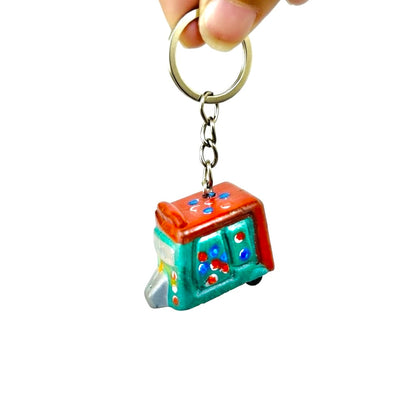 Hand Painted Rickshaw Key Chain D02