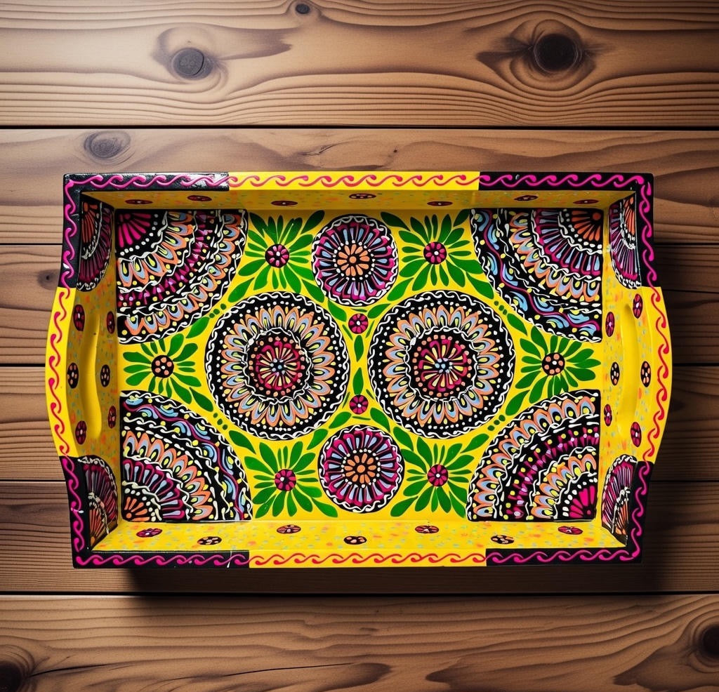 Fine Art Hand-Painted Serving Tray Square-D01-001