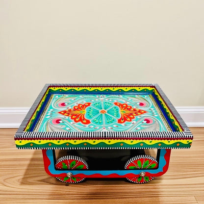 Thaila Serving Tray With Moving Weels Chamakpatti Art 007