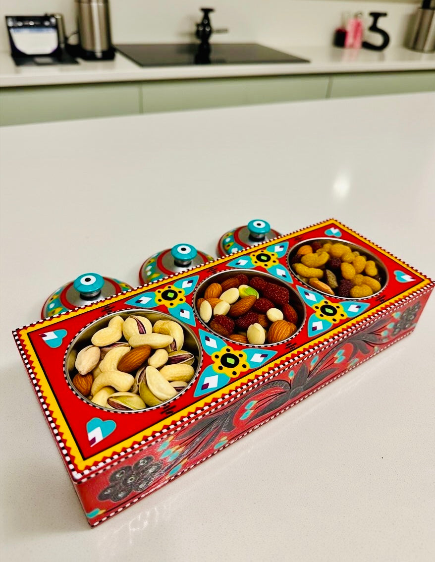 Three Partition Tray Chamakpatti handmade 002