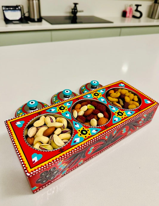 Three Partition Tray Chamakpatti handmade 002