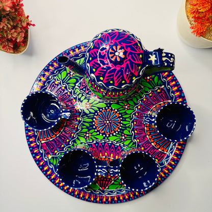 Pakistani Truck Art Inspired Fine Art Tea Set – Hand Painted 4 Cup-003