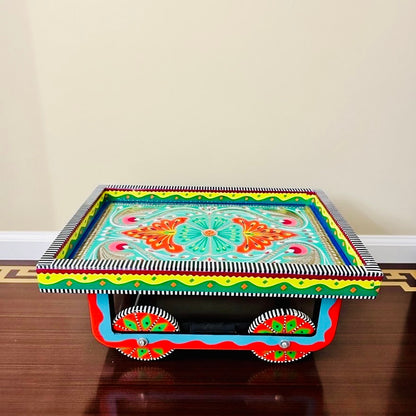 Thaila Serving Tray With Moving Weels Chamakpatti Art 007