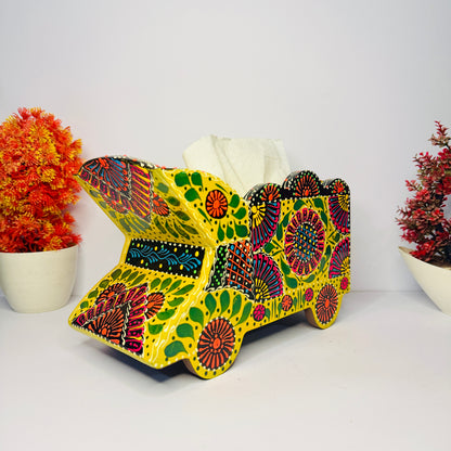 Fine Art Decorative Tissue Box Holder – Handcrafted Wooden Truck 001