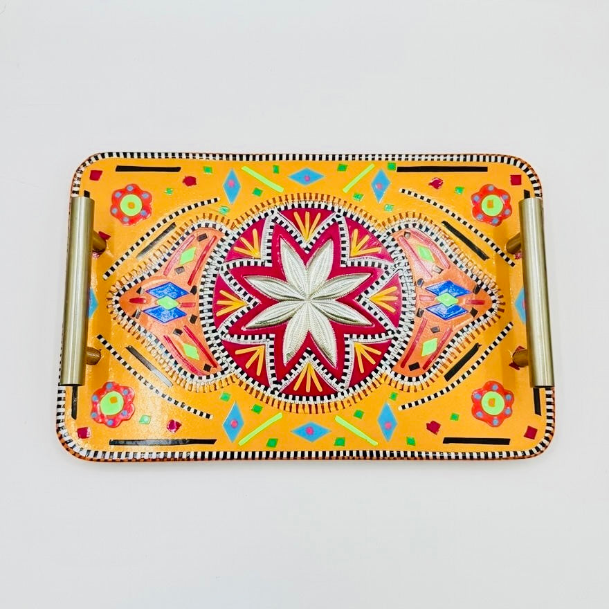 Handmade Chamak Patti Serving Handle Tray Square-D02-001