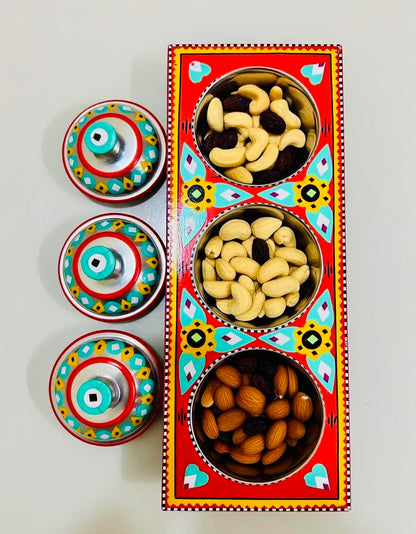 Three Partition Tray Chamakpatti handmade 002