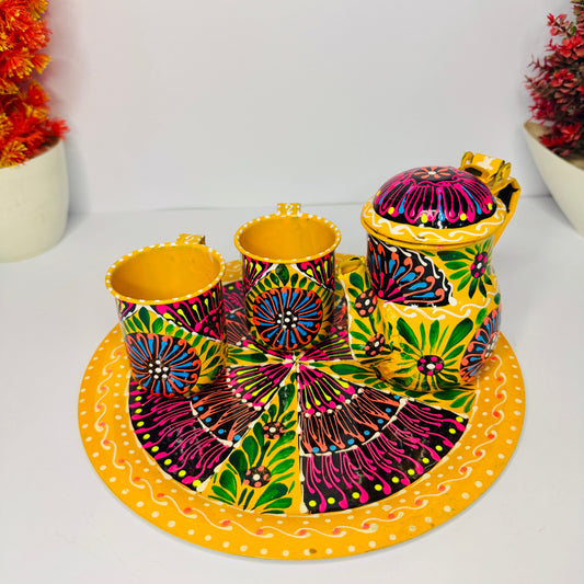 Hand-Painted Fine Art Tea Set – Authentic Pakistani Truck Art Design 2 Cup-001