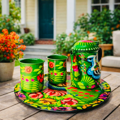 Hand-Painted Pakistani Truck Art Tea Set – Traditional & Colorful 2 cup-004