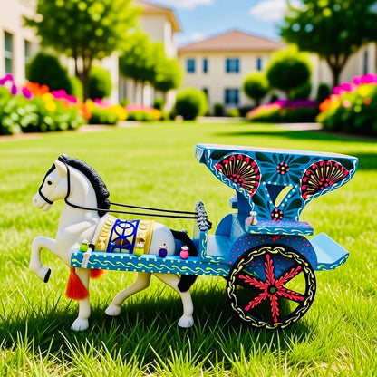 Miniature Hand-Painted Horse and Carriage (Tanga) 005.
