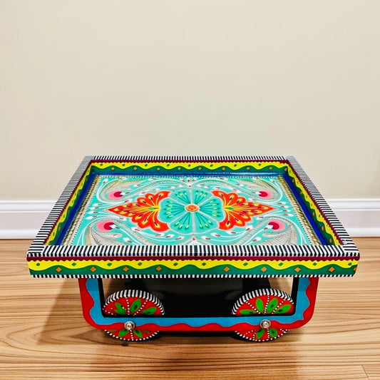 Thaila Serving Tray With Moving Weels Chamakpatti Art 007