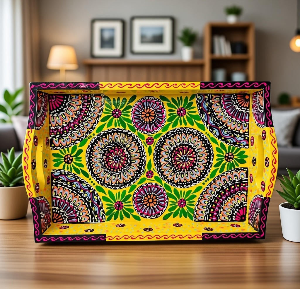 Fine Art Hand-Painted Serving Tray Square-D01-001