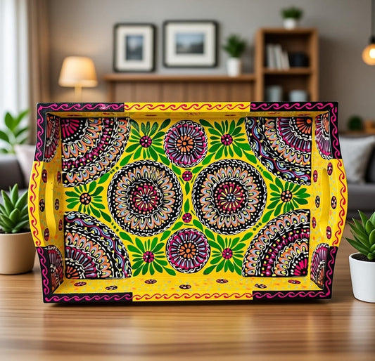 Fine Art Hand-Painted Serving Tray Square-D01-001