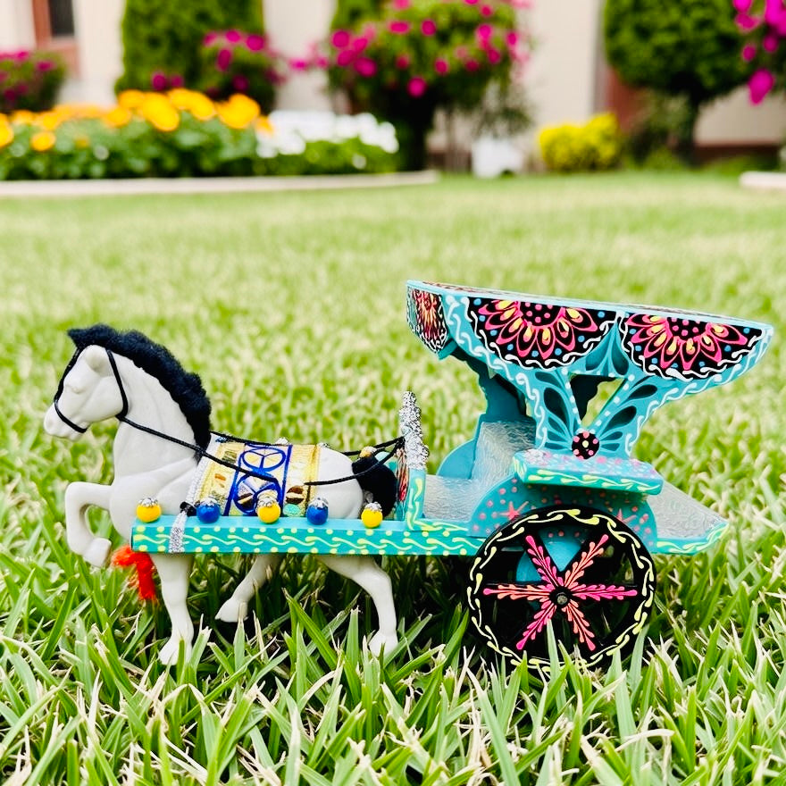 Miniature Hand-Painted Horse and Carriage (Tanga) 007.