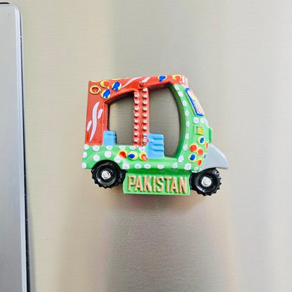 Rickshaw Fridge Magnet Handmade Truck Art D-02