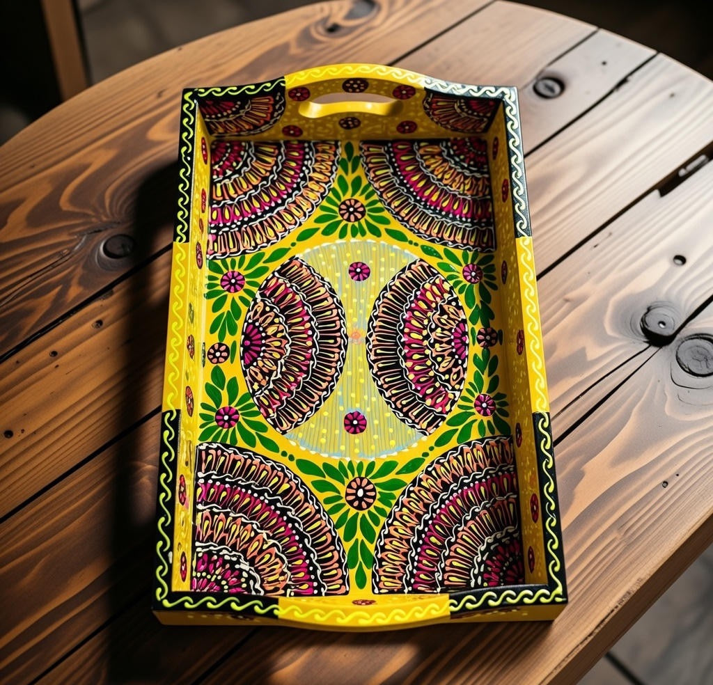 Fine Art Hand-Painted Serving Tray Square-D02-001