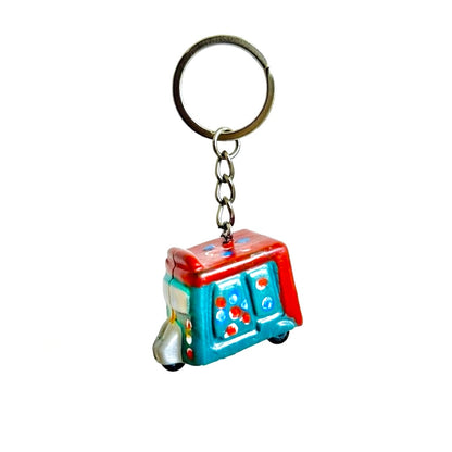 Hand Painted Rickshaw Key Chain D02