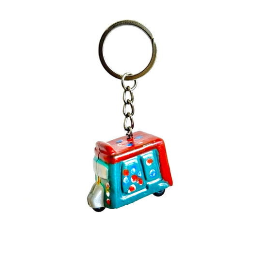 Hand Painted Rickshaw Key Chain D02
