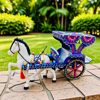 Miniature Hand-Painted Horse and Carriage (Tanga) 003.