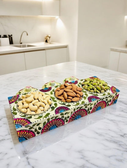 Three Partition Tray Fine Art Handmade 009