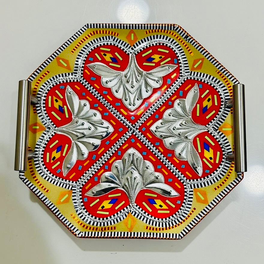 Chamakpatti Handle Serving Tray Octagon-001-002