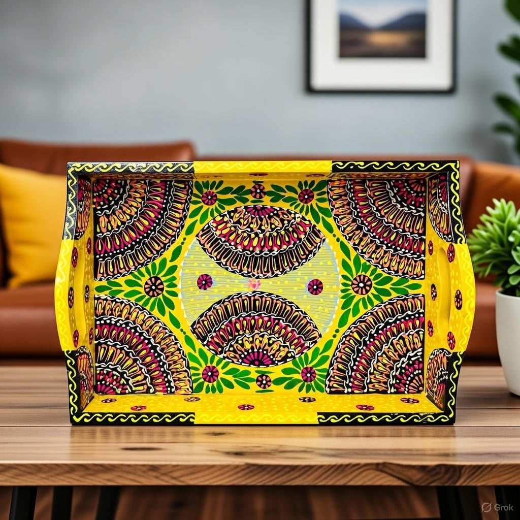 Fine Art Hand-Painted Serving Tray Square-D02-001