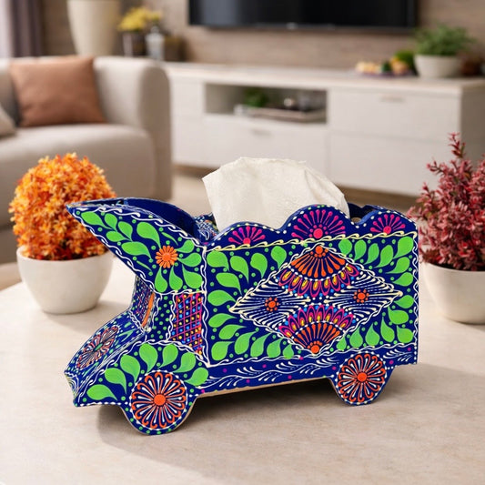 Fine Art Decorative Tissue Box Holder – Handcrafted Wooden Truck 003